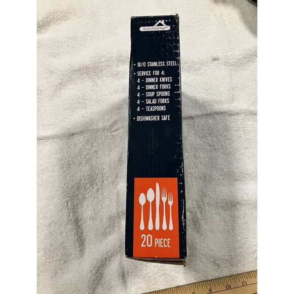 NIB EuroHome 20 pc - 18/0 Stainless Steel - Flatware Set Cutlery Eating Utensils - Picture 3 of 3